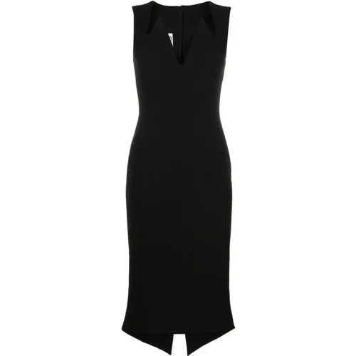 Schwarzes V-Ausschnitt Midi Kleid , Damen, Größe: XS - Moschino - Modalova