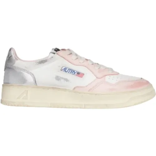 Weiße Leder Vintage Sneakers , Damen, Größe: 36 EU - Autry - Modalova