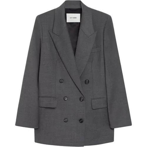 Doppelreihiger boxy Blazer in tiefem Grau , Damen, Größe: 2XS - IVY OAK - Modalova