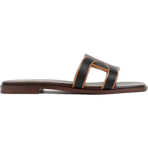 Brown Leather Flats Sandals , female, Sizes: 4 UK, 3 UK, 5 UK, 6 UK - TOD'S - Modalova