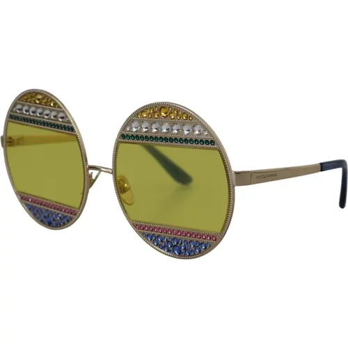 Kristall Oval Sonnenbrille Gelbe Linse - Dolce & Gabbana - Modalova