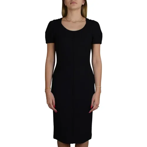 Luxuriöses Schwarzes Woll-Midi-Kleid , Damen, Größe: XS - Dolce & Gabbana - Modalova