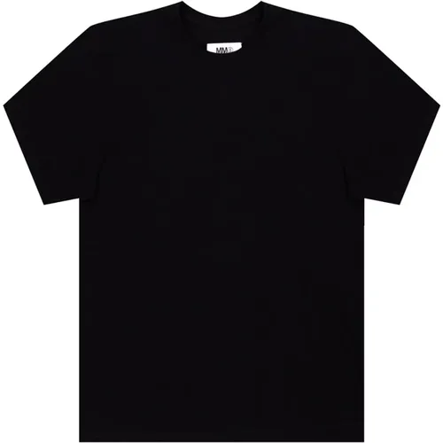Schwarzes Logo Oversize T-Shirt , Damen, Größe: M - MM6 Maison Margiela - Modalova