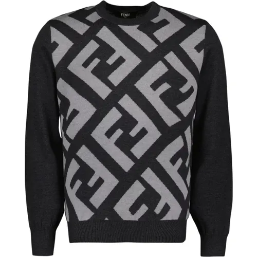 FF Print Wool Sweatshirt , male, Sizes: S, L - Fendi - Modalova