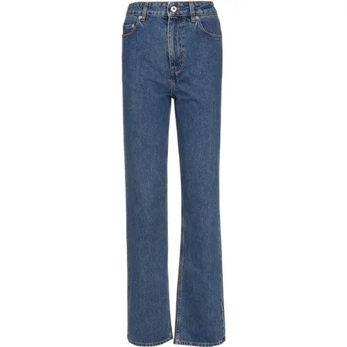 High-Waisted Straight Cut Denim Jeans - Burberry - Modalova