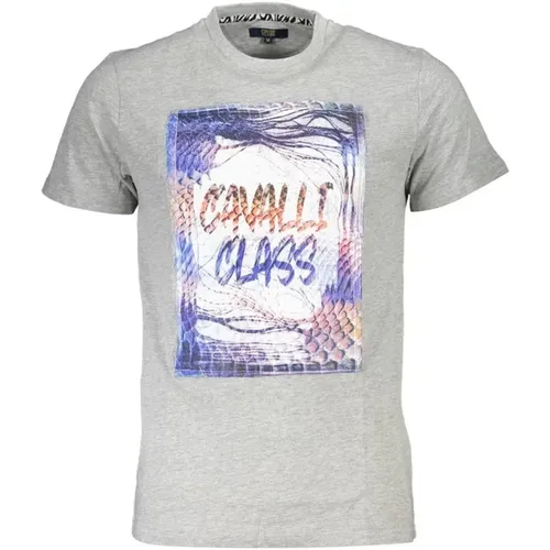 Logo Print Baumwoll T-Shirt , Herren, Größe: M - Cavalli Class - Modalova