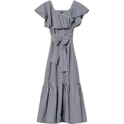 Langes Vichy Kleid mit Rüschen , Damen, Größe: S - Twinset - Modalova