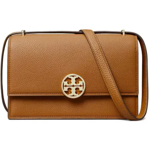 Braune Leder Umhängetasche Gehämmerte Textur - TORY BURCH - Modalova