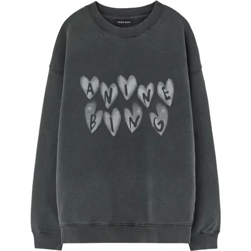 Herzdruck Samt Sweatshirt , Damen, Größe: M - Anine Bing - Modalova