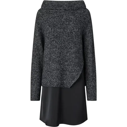 Bicolor Alpaka Pullover Kleid , Damen, Größe: M - pinko - Modalova