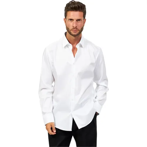 Weißes Regular Fit Baumwollhemd mit leichter Bügelfunktion , Herren, Größe: 4XL - Hugo Boss - Modalova