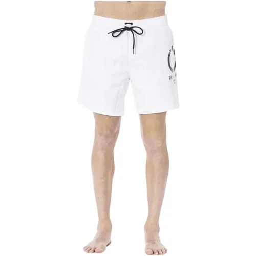 Logo Print Swim Trunk with Pockets , Herren, Größe: M - Trussardi - Modalova