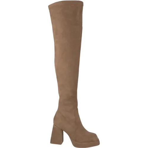 Square Toe Leather High Boots , female, Sizes: 6 UK, 5 UK, 8 UK, 4 UK - Alma en Pena - Modalova