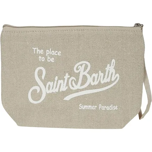 Leinen Clutch Tasche mit Logo , Herren, Größe: ONE Size - MC2 Saint Barth - Modalova