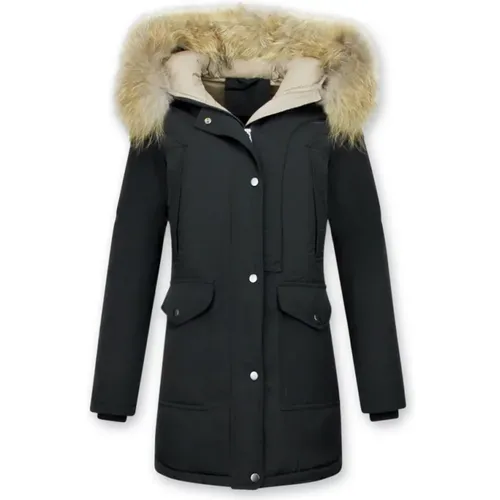 Winterparkas - Langer Wintermantel für Frauen - Pelzkragen - Matogla - Modalova