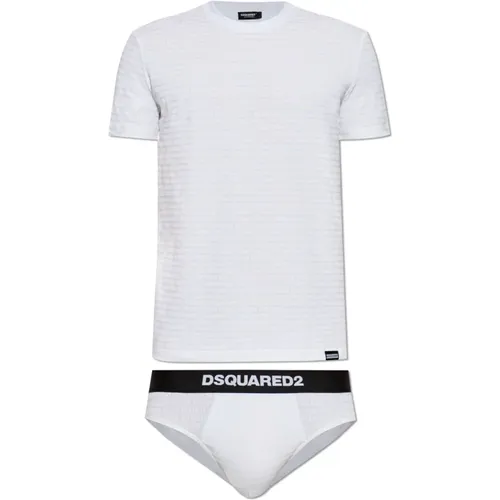 Set: Slip und T-Shirt mit Logo , Herren, Größe: M - Dsquared2 - Modalova