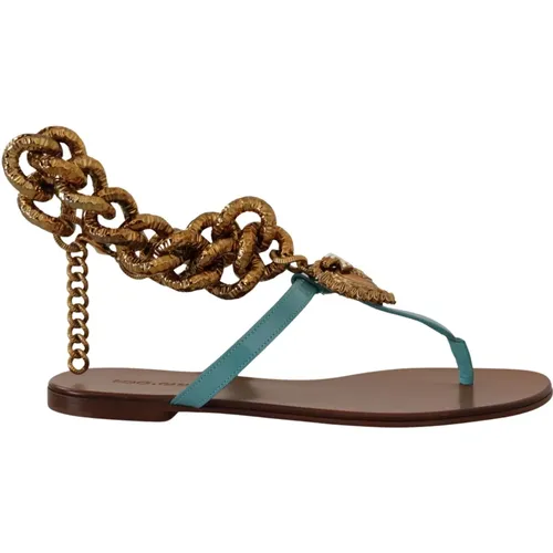 Flat Sandalen , Damen, Größe: 36 EU - Dolce & Gabbana - Modalova
