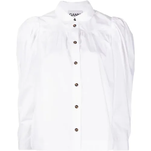 Cotton poplin shirt , female, Sizes: M, L - Ganni - Modalova