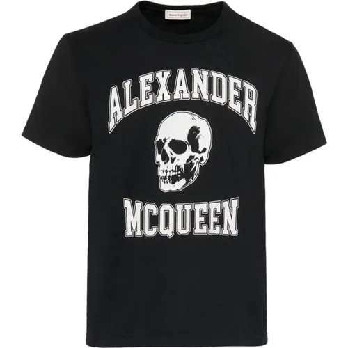 Skull Logo Oversize T-shirt in Cotton Jersey , male, Sizes: M, S, XL, L - alexander mcqueen - Modalova