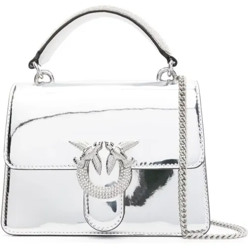 Love Birds Crystal Embellished Silver Bag , female, Sizes: ONE SIZE - pinko - Modalova