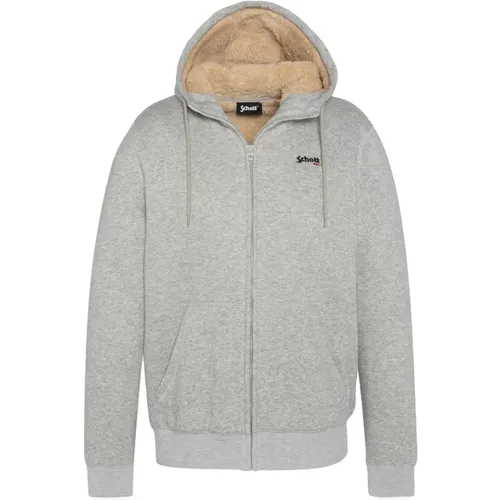 Kapuzen-Sweatshirt aus Baumwolle - Grau , Herren, Größe: M - Schott NYC - Modalova