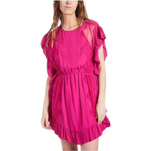 Fuchsia Spitze Rüschenkleid , Damen, Größe: XS - IRO - Modalova