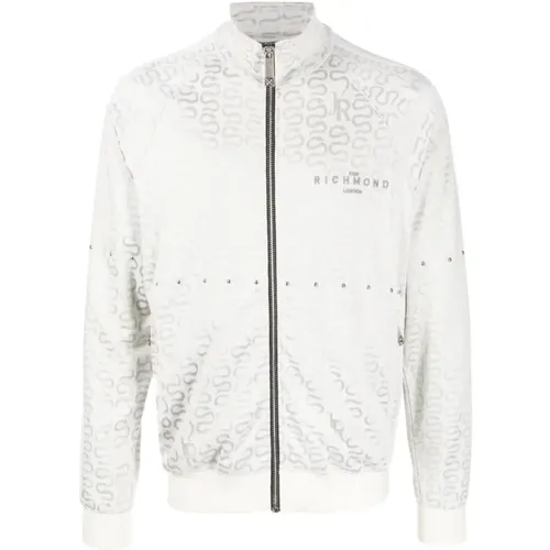 Stylish Zip-Through Sweatshirt with Snake Print , male, Sizes: L - John Richmond - Modalova