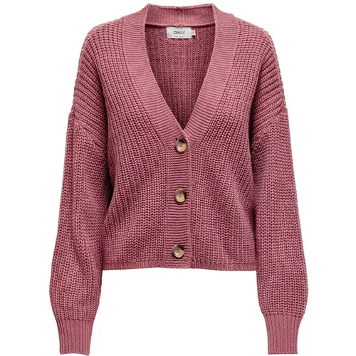 Rosa V-Ausschnitt Cardigan für Damen , Damen, Größe: L - Only - Modalova