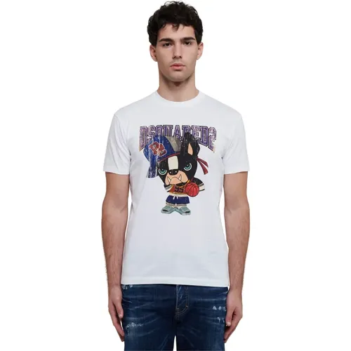 Crew Neck Cotton T-Shirt Print , male, Sizes: XL, S, M, L - Dsquared2 - Modalova