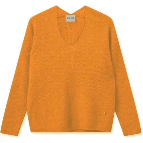 Soft V-Neck Knit Sweater in Blazing , female, Sizes: XS, L, S - MOS MOSH - Modalova