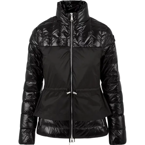 Schwarzer Mantel mit Reißverschluss und verstellbarer Taille , Damen, Größe: M - add - Modalova
