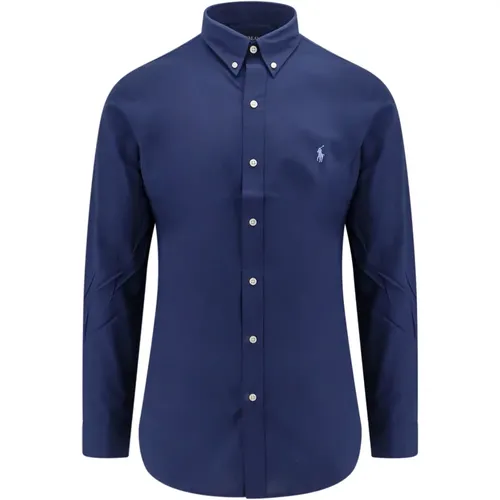 Blaues Hemd mit Button-Down-Kragen , Herren, Größe: M - Ralph Lauren - Modalova