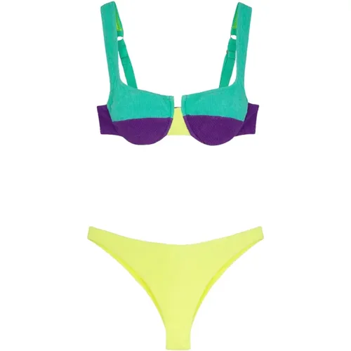 Geprägtes Farbblock-Bikini-Set , Damen, Größe: L - Me-Fui - Modalova