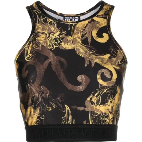 Cropped Top Watercolour Couture Style , female, Sizes: S, 2XS, XS - Versace Jeans Couture - Modalova