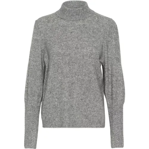 Grau Melange Strickpullover Pullover , Damen, Größe: S - Kaffe - Modalova