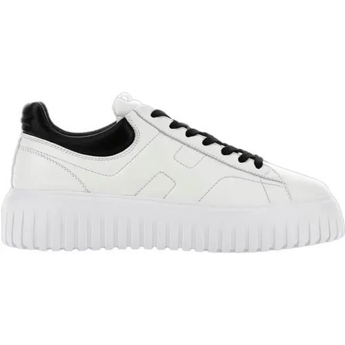 Gestreifte Leder Sneakers Schwarz Weiß , Herren, Größe: 40 EU - Hogan - Modalova