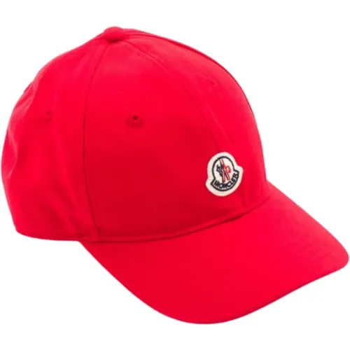 Rote Baseballkappe mit Logo-Applikation , Herren, Größe: M - Moncler - Modalova