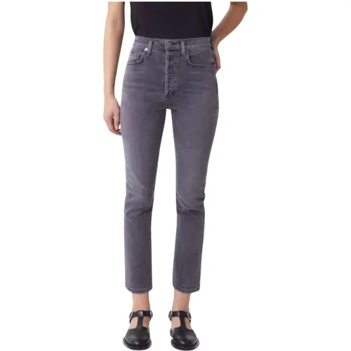 Graue High Rise Straight Leg Jeans , Damen, Größe: W29 - Agolde - Modalova