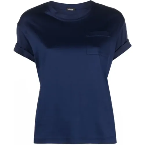 Navy Patch-Pocket Cotton T-Shirt , female, Sizes: XS, S, 2XS - Kiton - Modalova