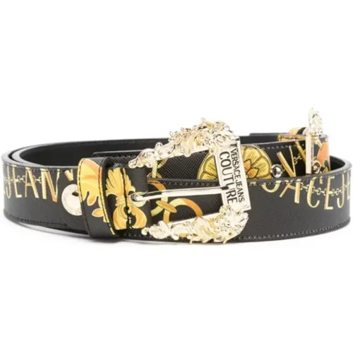 Baroque Print Belt Black/Gold , female, Sizes: 75 CM - Versace - Modalova