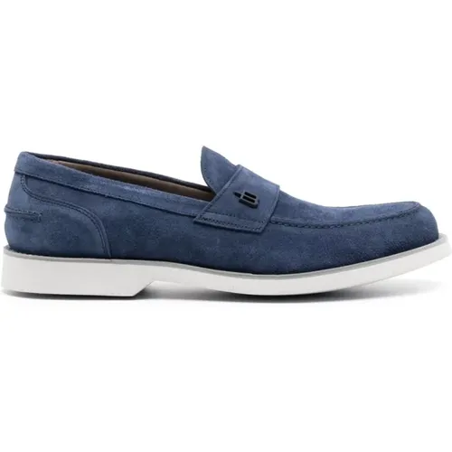 Blaue Elegante Geschlossene Loafers aus Leder , Herren, Größe: 41 EU - Baldinini - Modalova