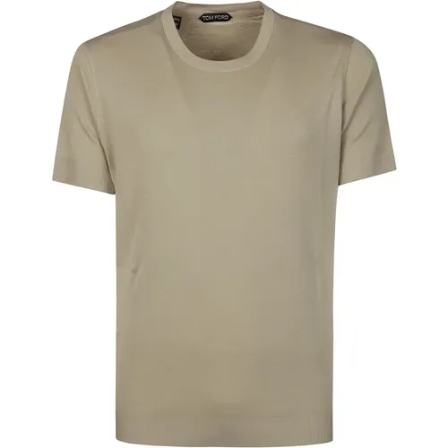 Pale Olive Rib T-Shirt , Herren, Größe: L - Tom Ford - Modalova