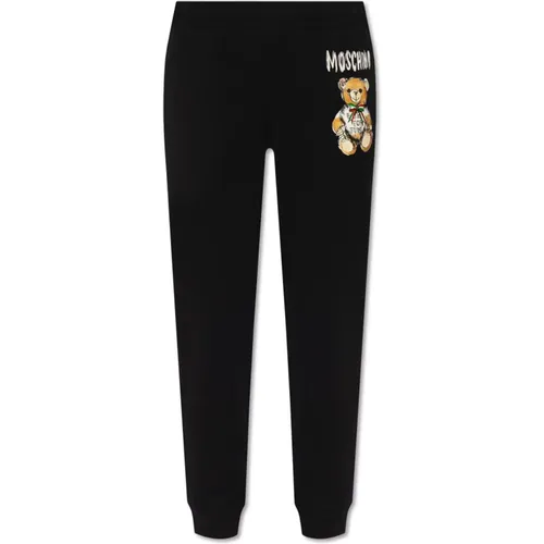 Sweatpants with logo , female, Sizes: S, XS - Moschino - Modalova