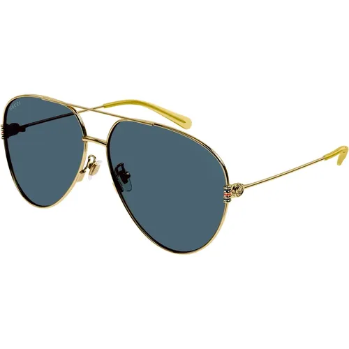 Gold/Blue Sunglasses GG1280S,Stylish Sunglasses with Blue Brown Lenses,Sonnenbrille in Ruthenium/Grau - Gucci - Modalova