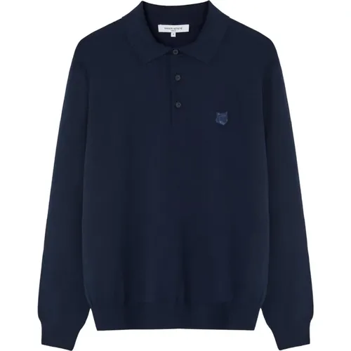 Bold Fox Head Patch Polo Pullover , Herren, Größe: XL - Maison Kitsuné - Modalova