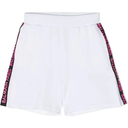 Weiße Shorts mit Logo-Detail - Balmain - Modalova
