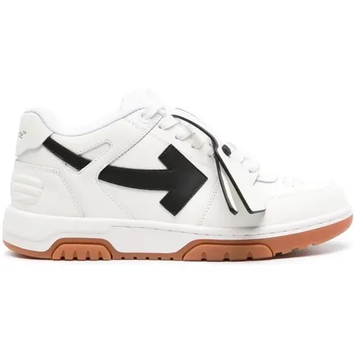 Off , Leather Sneakers with Signature Arrows , male, Sizes: 11 UK, 7 UK, 9 UK, 8 UK - Off White - Modalova