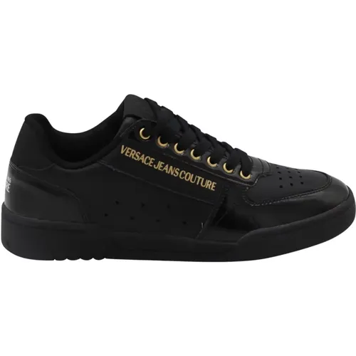 Schwarze Ledersneakers mit Logo , Herren, Größe: 41 EU - Versace Jeans Couture - Modalova