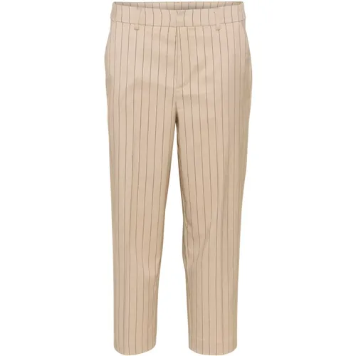 Straight-leg Cropped Pants Sand/Black Pin Stripe , Damen, Größe: 3XL - Kaffe - Modalova