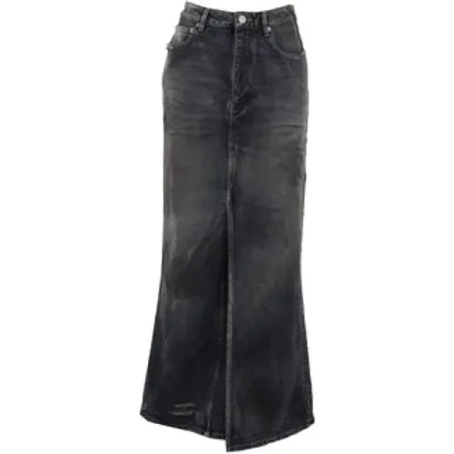 Blue Denim Skirt with Consumed Effect , female, Sizes: XS - Balenciaga - Modalova